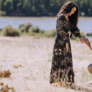 H&M floral maxi dress two front slits size: 4